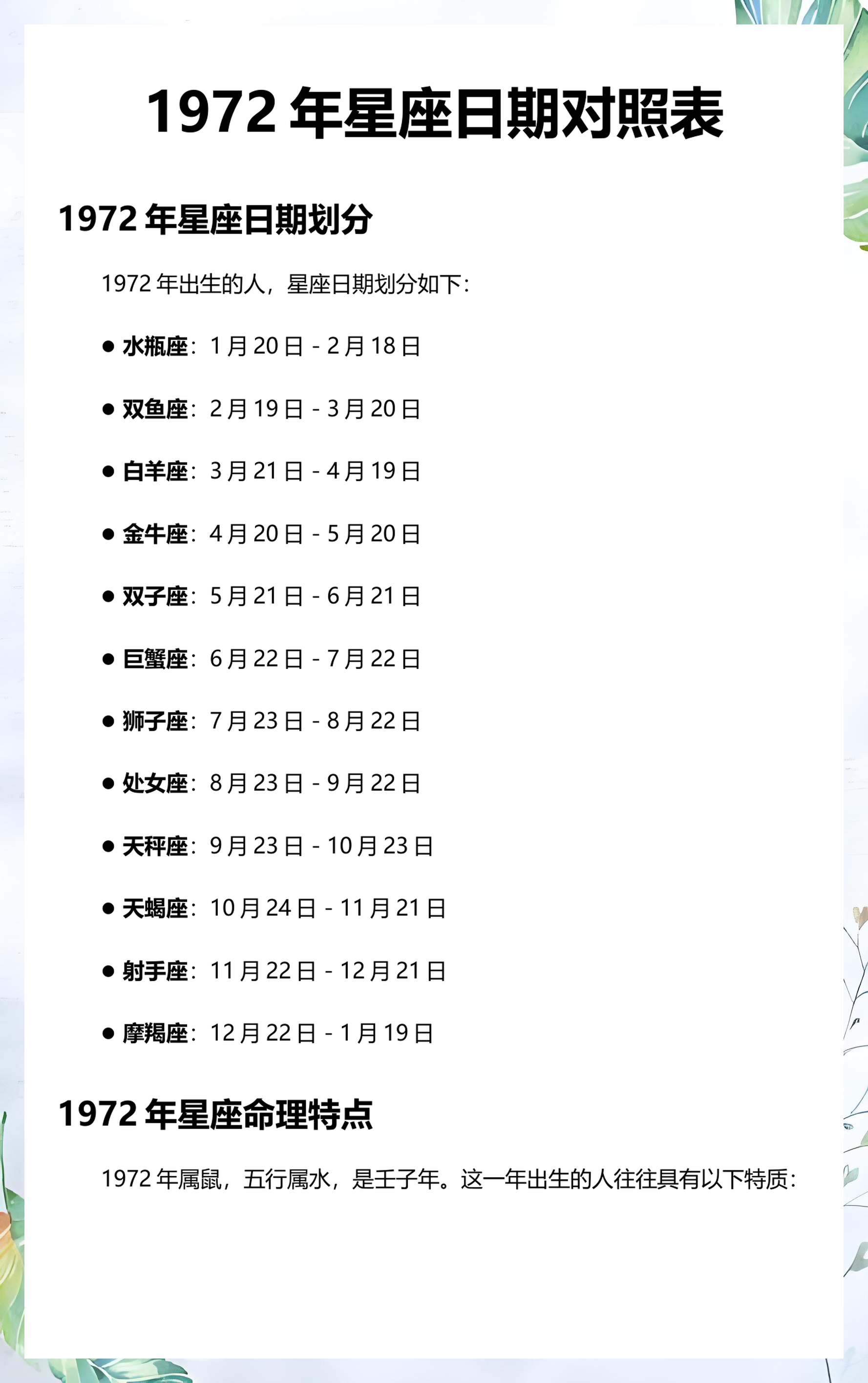 1994年星座月份表查询(1994年星座日期表完整版) 1994年星座月份表查询(1994年星座日期表完整版)