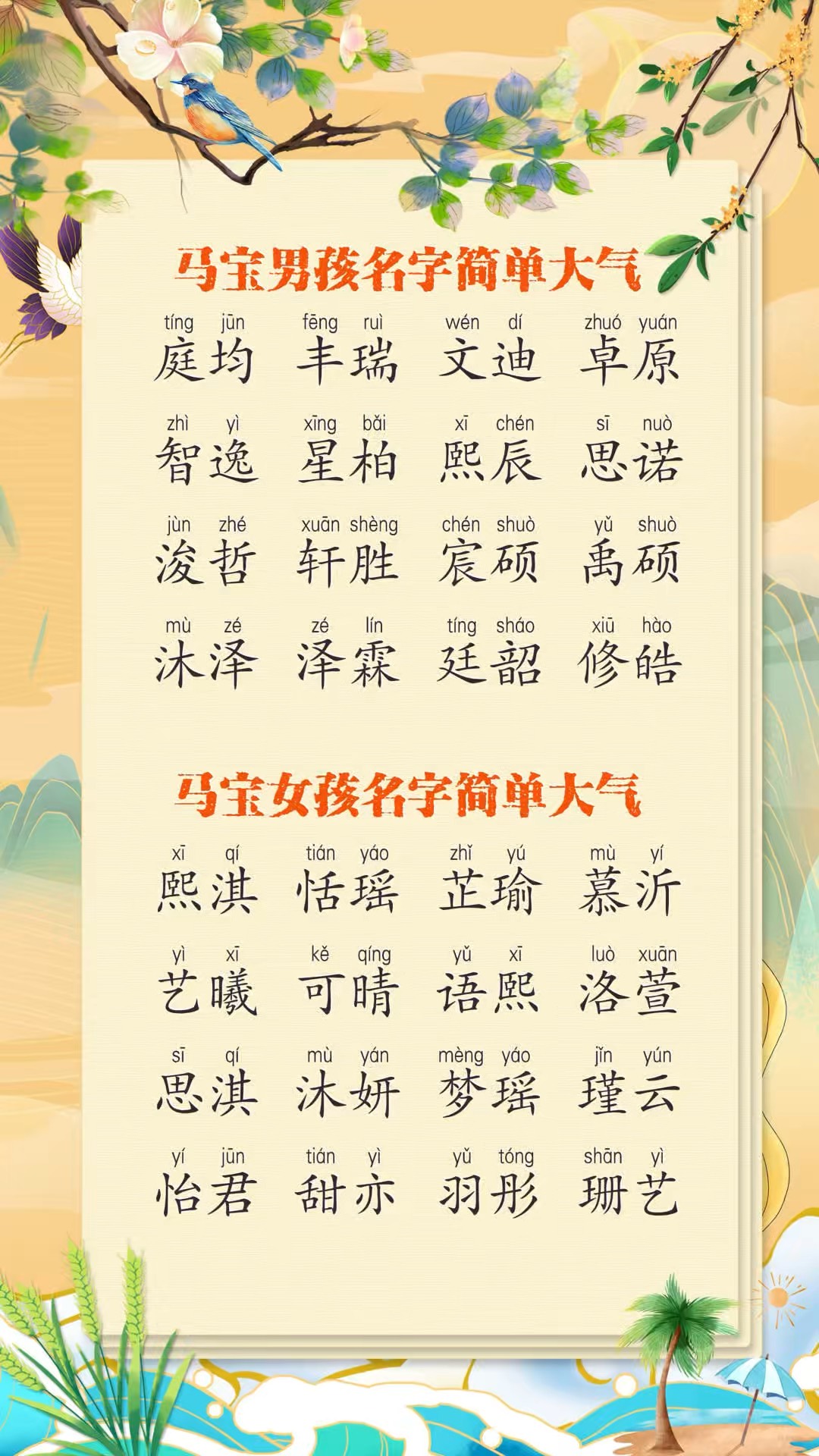 起名字大全免费取名(免费姓名打分100分)