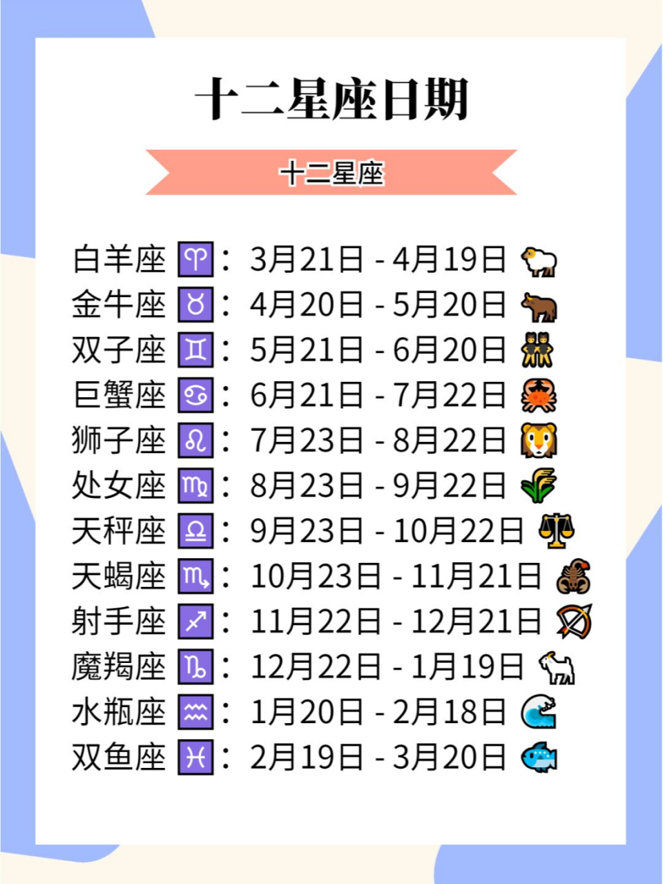 星座日期对应表变了吗(星座日期对应阳历日期表)