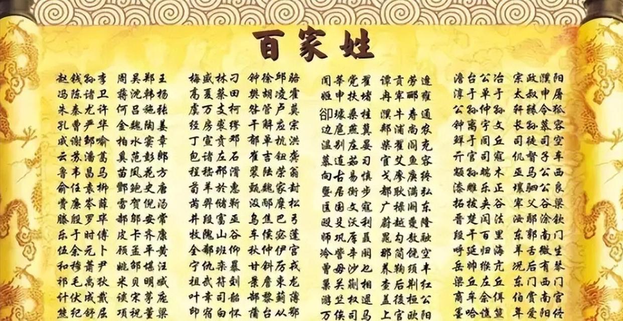 百家姓共计多少个姓氏人口