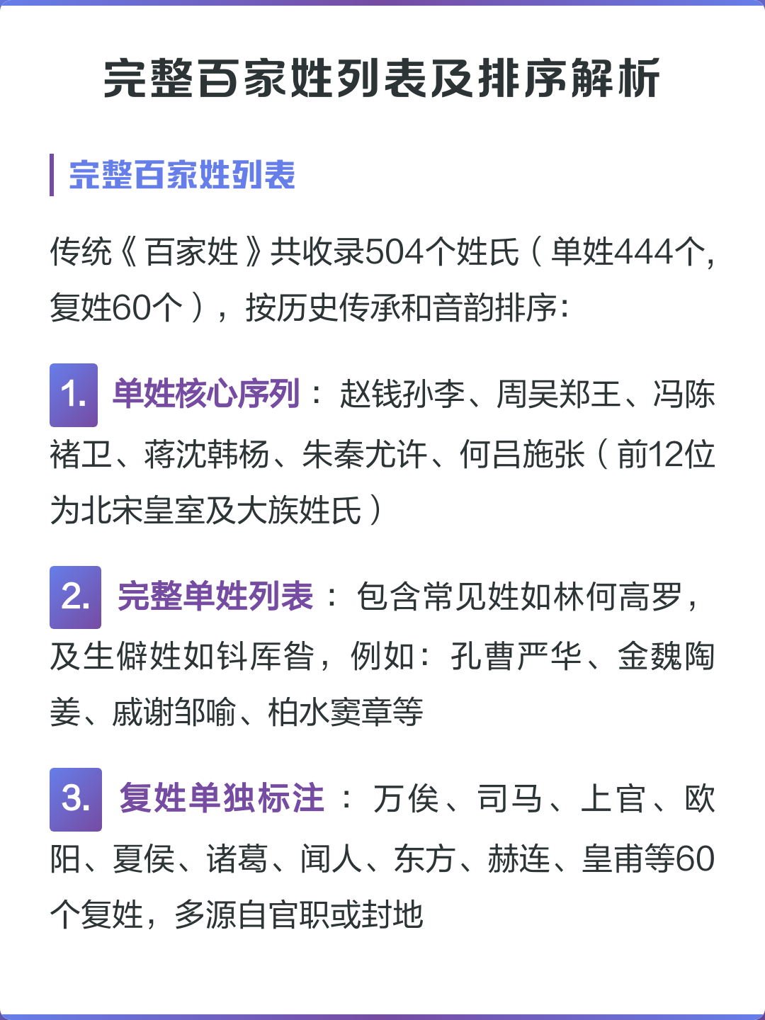 百家姓前十名完整列表