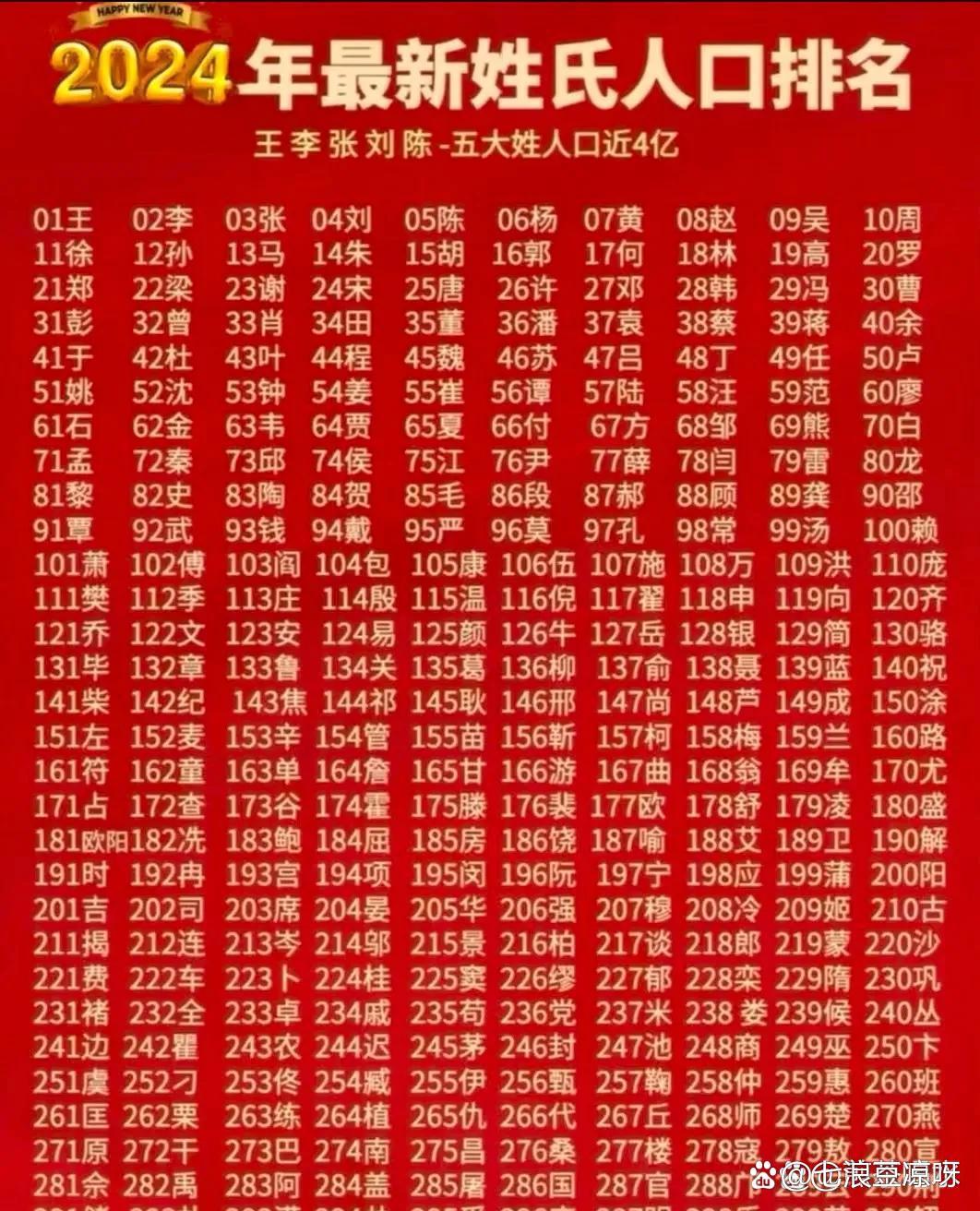 2024爆火姓氏