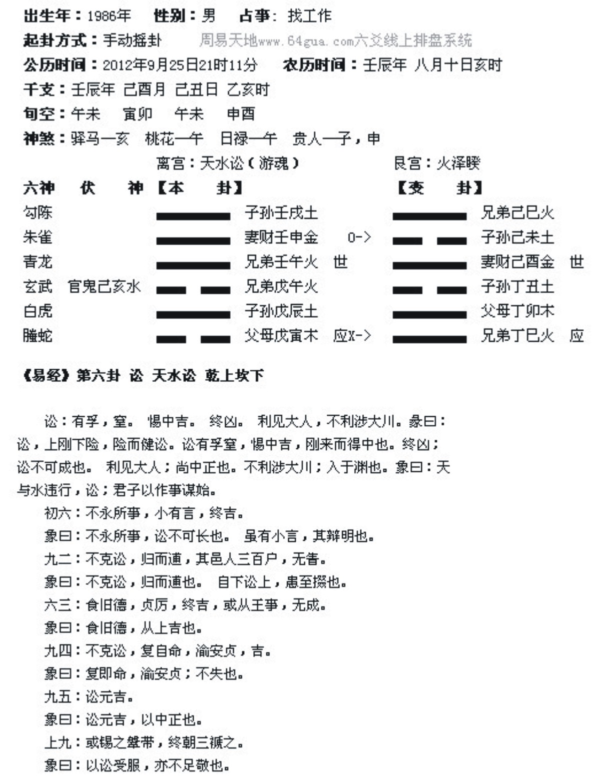 六爻排盘吉凶判断