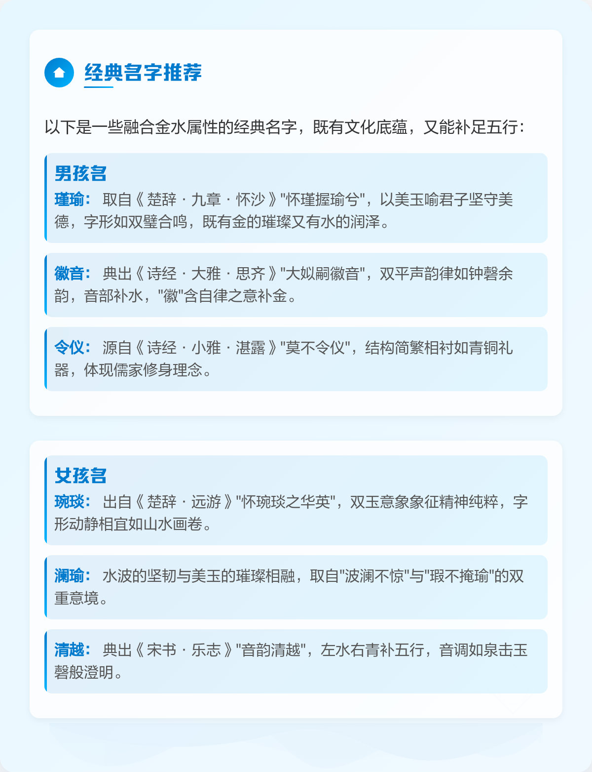五行缺水起名字女孩