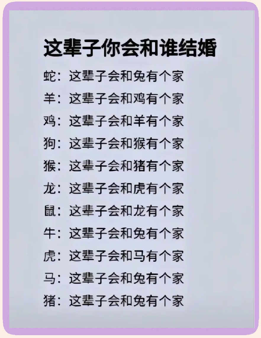 十二属相婚配对