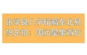张学良的八字解析