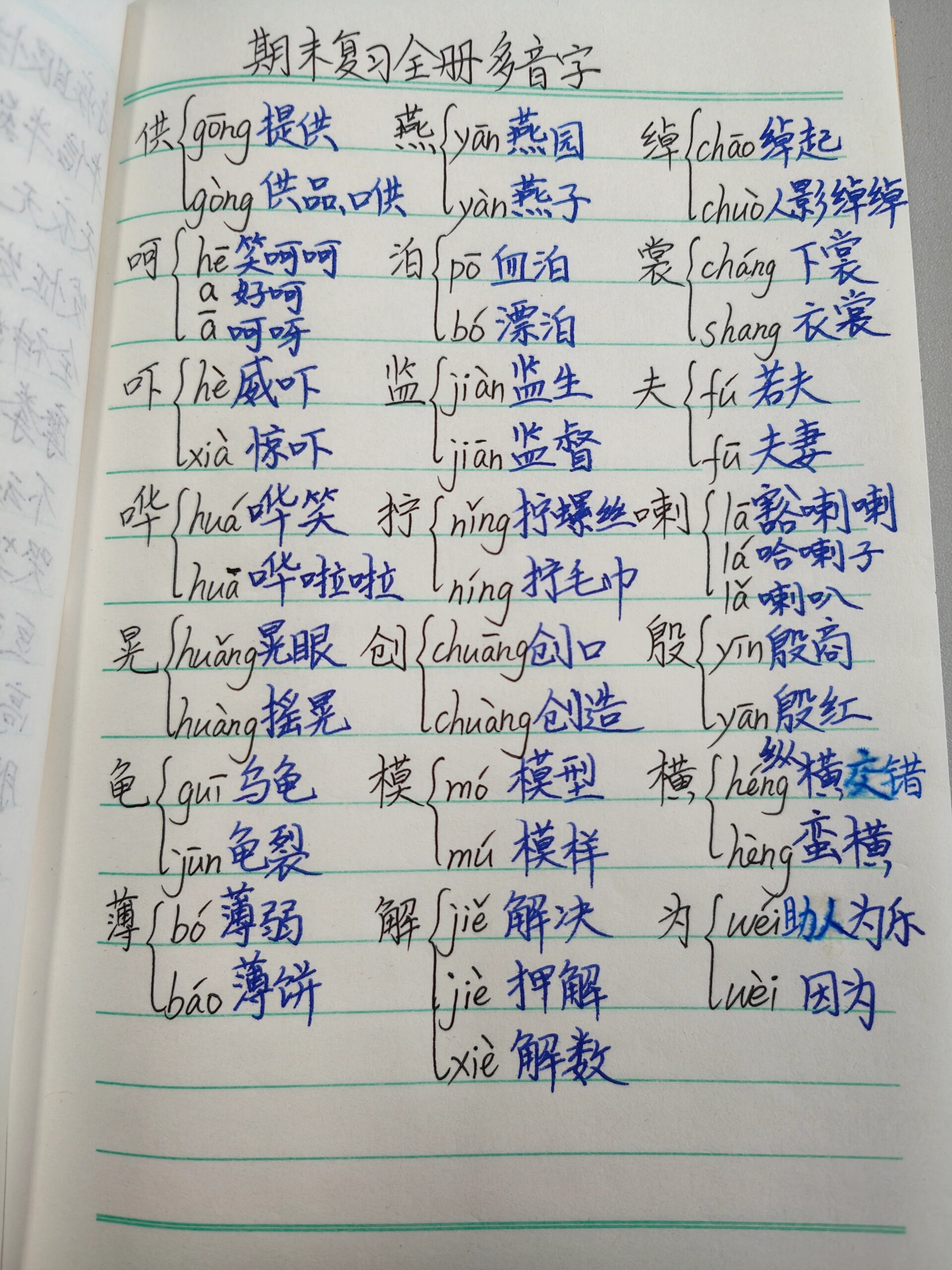 系多音字组词